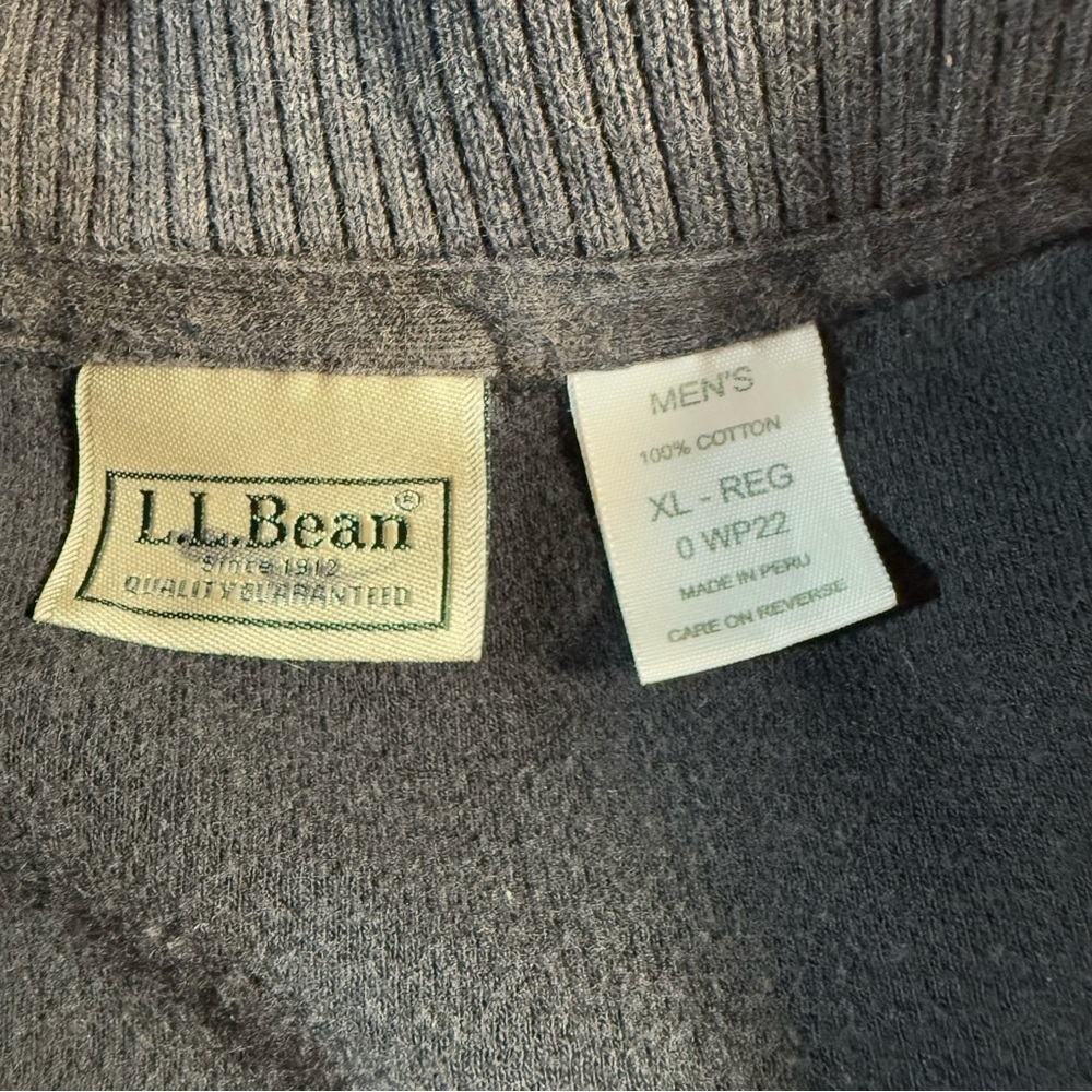 LL Bean Gray Zip Cardigan Jacket Mens XL Cotton Mock Neck Office Neutral Classic - Picture 9 of 11